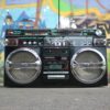 black and silver cassette player